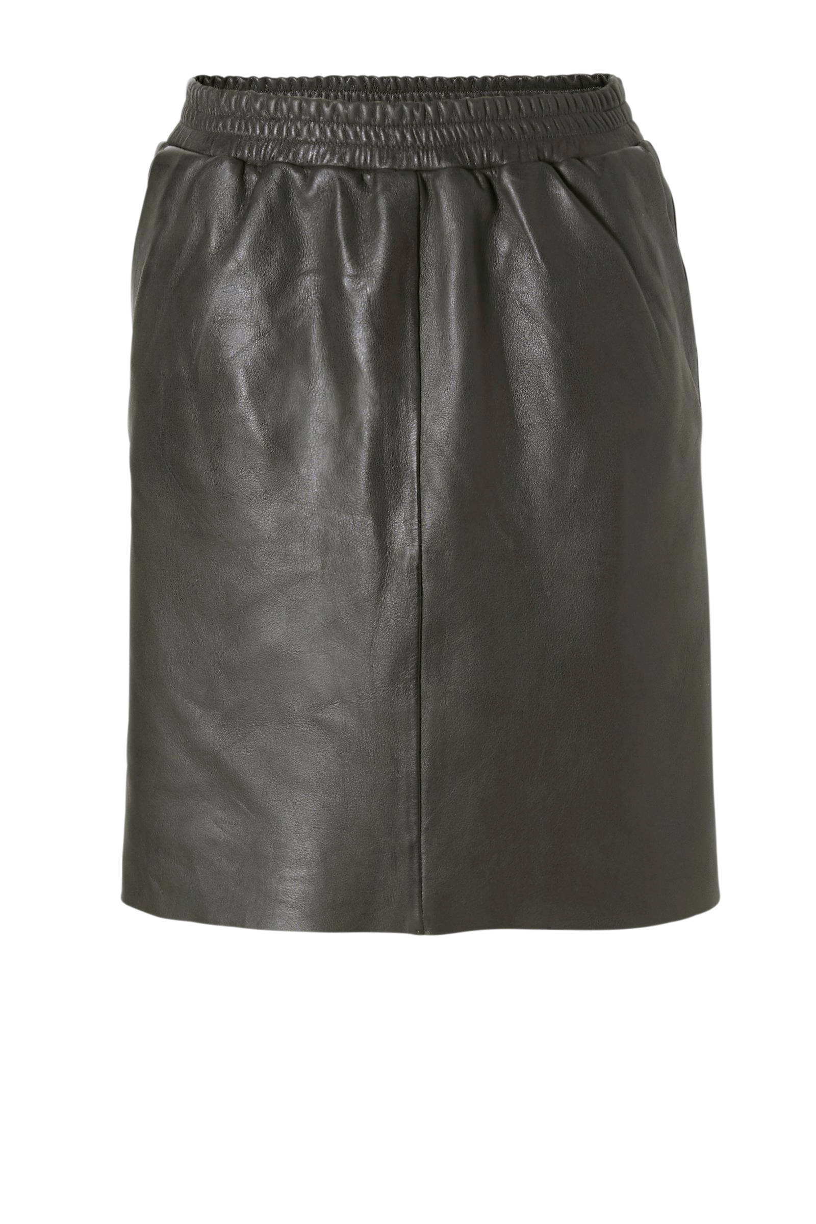 bruin leren rok
